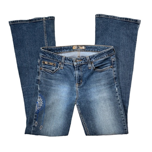 Vintage Y2K L.E.I. Custom Embroidered Moon and Stars Dream Catcher Flare Jeans - Picture 10 of 15